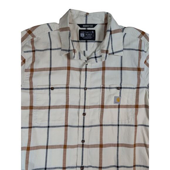 Carhartt Shirt Men’s Large Rugged Flex Plaid Relaxed Super Soft Short Sleeve - Picture 1 of 6